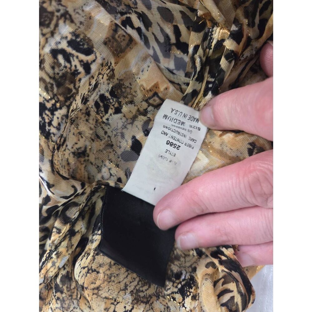 VTG Dotti Sheer Gold Cheetah Leopard Geometric Print Shift Dress Sz. M - Picture 5 of 11